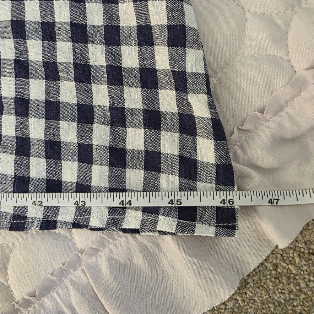 Apuntob Blue & White Linen  Sleeveless Gingham Midi Dress Large - Picture 12 of 15